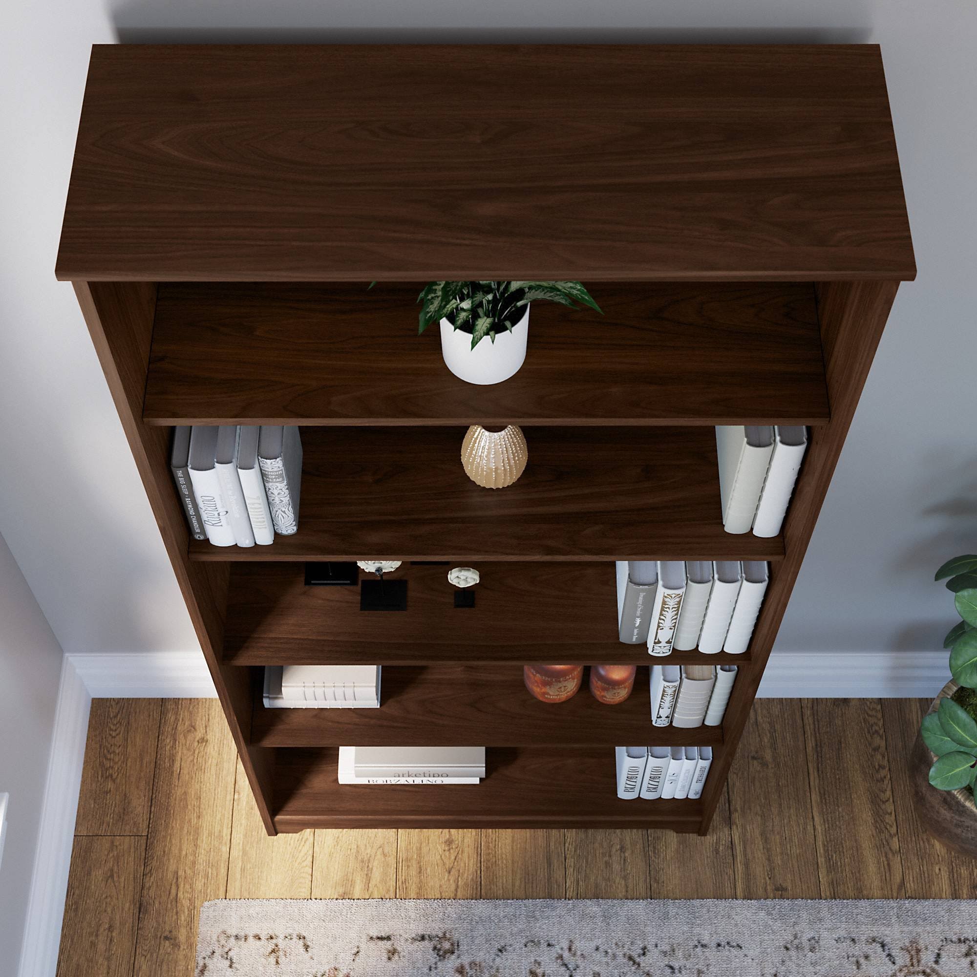 5 Shelf Bookcase in Modern Walnut I4665