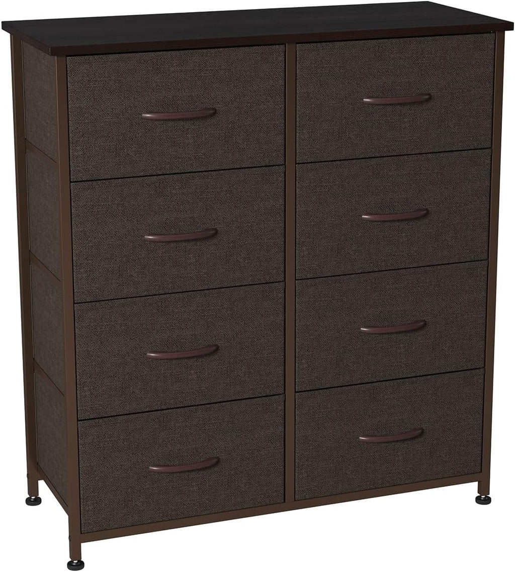 Charcoal Gray/Black 8 Drawer Fabric Dresser O5116