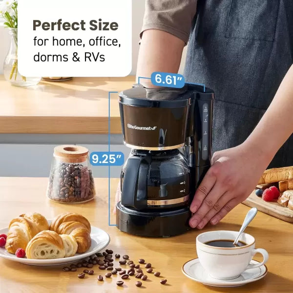 5-Cup Automatic Brew & Drip Coffee Maker with Reusable Filter (Black) C675