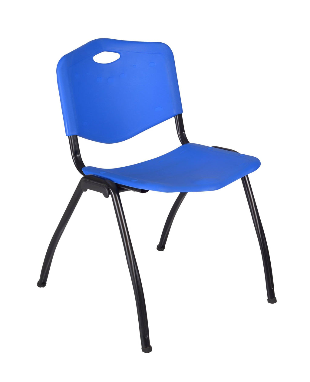 30x22 Round Breakroom Table Grey & 4 Stack Chairs Blue Y773