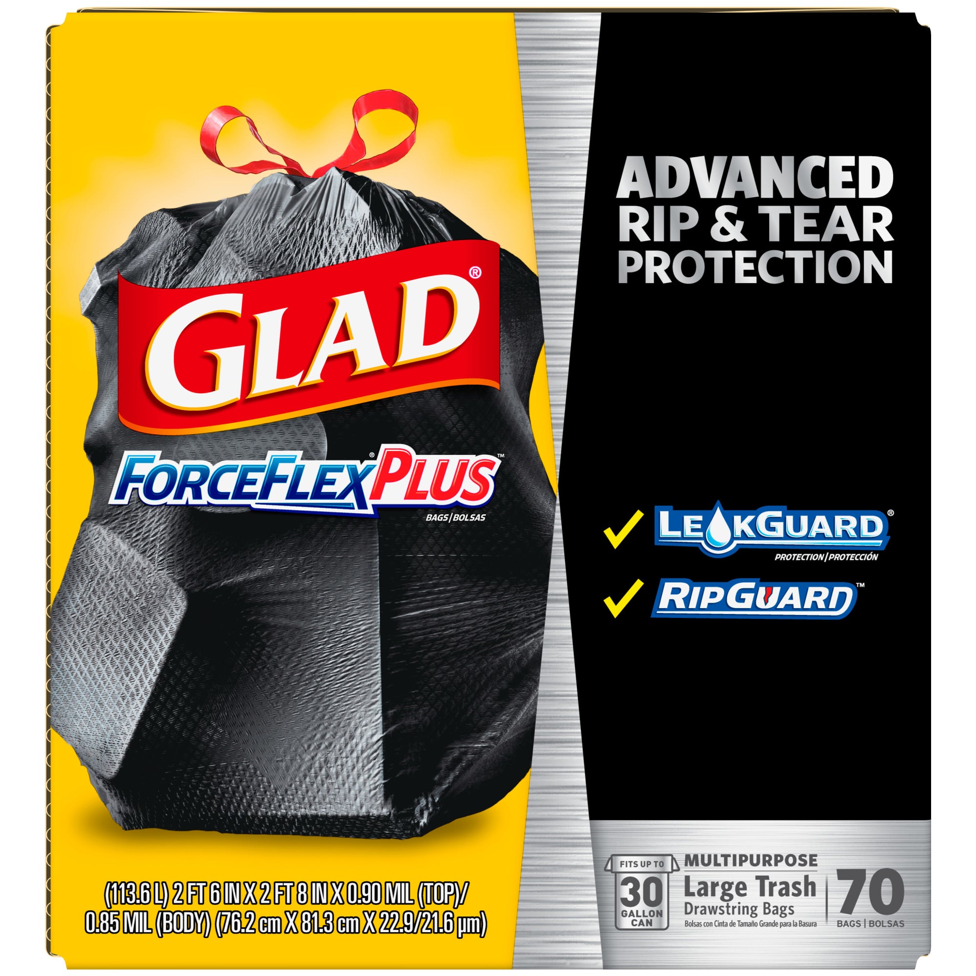 ForceFlexPlus Drawstring Trash Bags, 30 Gallon, 70 Ct J3475