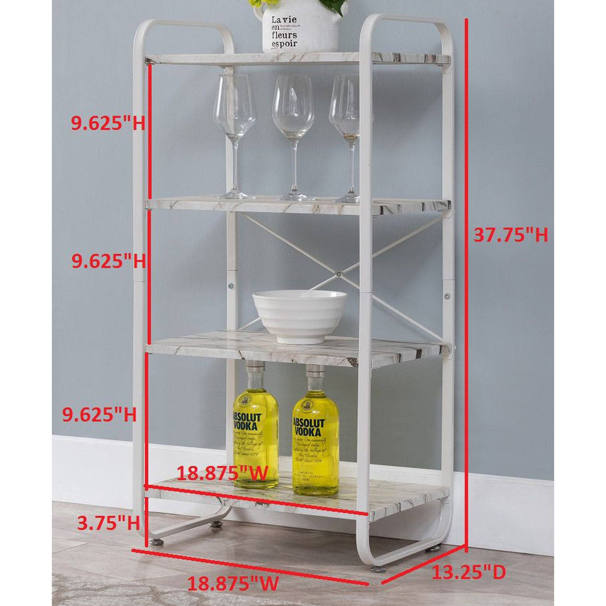White 4 Tier Freestanding Kitchen Bakers Rack R748811