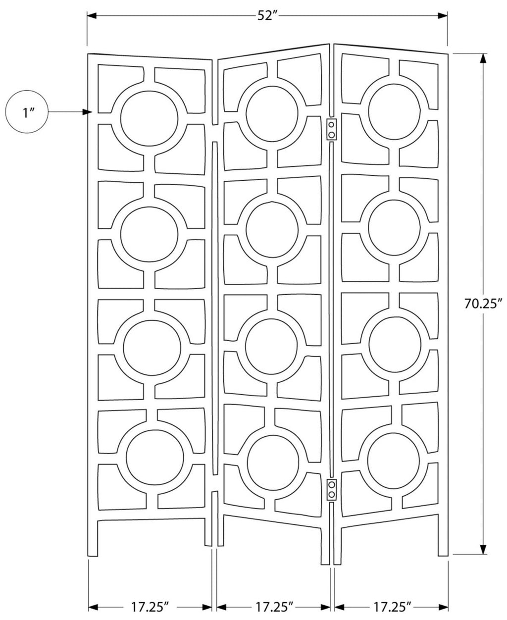 3 Panel Folding Screen Cappuccino P595137