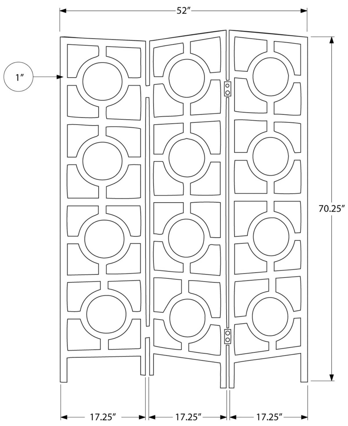 3 Panel Folding Screen Cappuccino P595137