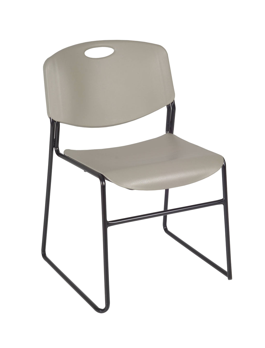 Mahogany Square Breakroom Table with 4 Grey Stack Chairs A836689