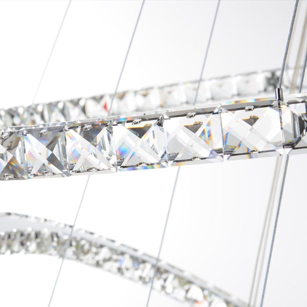 Crystal LED Pendant Chandelier with Stainless Steel Cable 5 Rings J707250