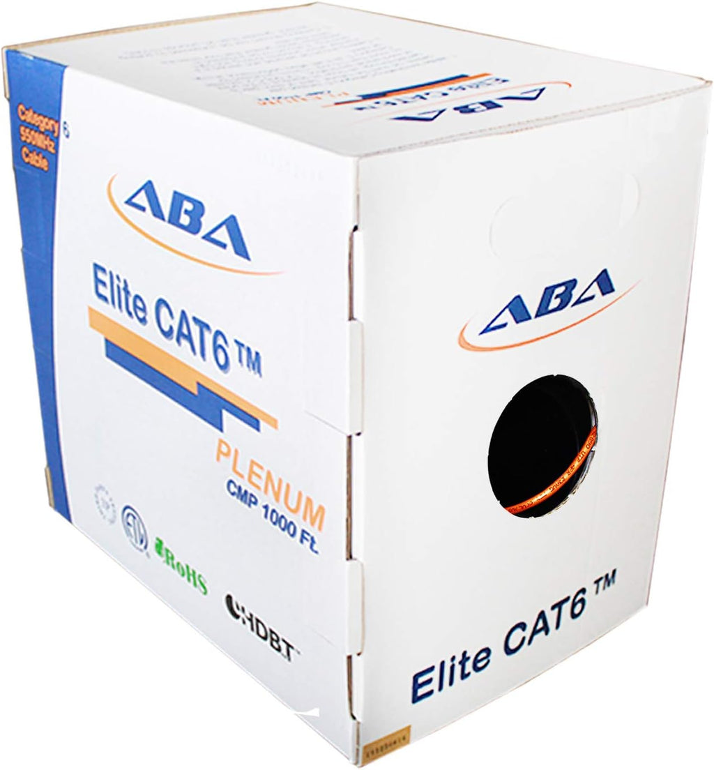 CAT6 Plenum (CMP) Ethernet Cable 1000ft, UTP 23AWG Solid Bare Copper, Blue S231371