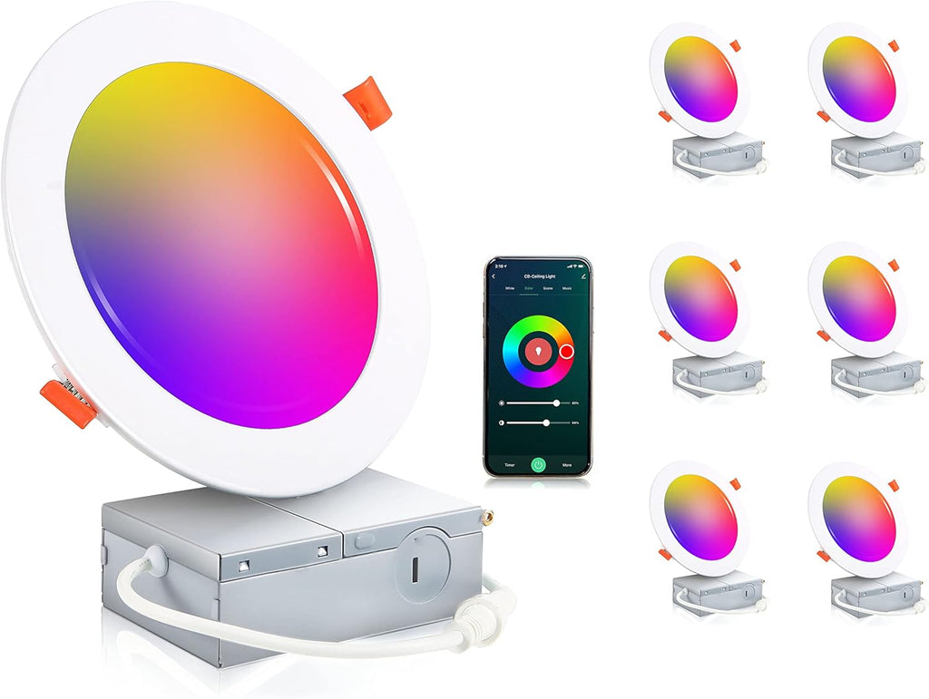 6 Pack 10W Smart Wifi LED Recessed Lights N911
