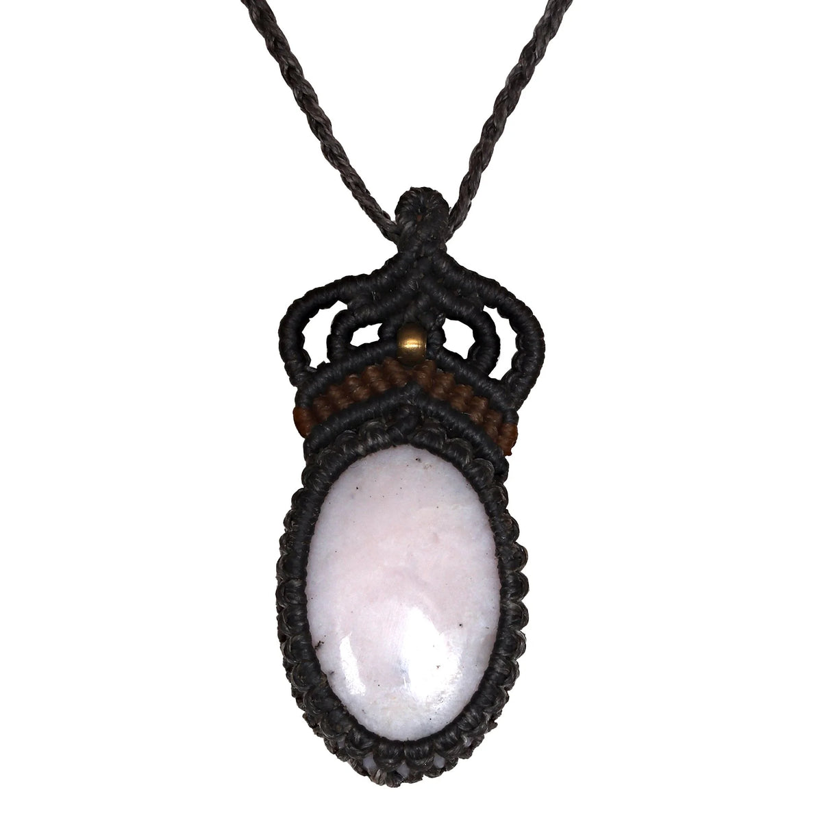 Macrame Pink Opal Gemstone Handmade Necklace F53248