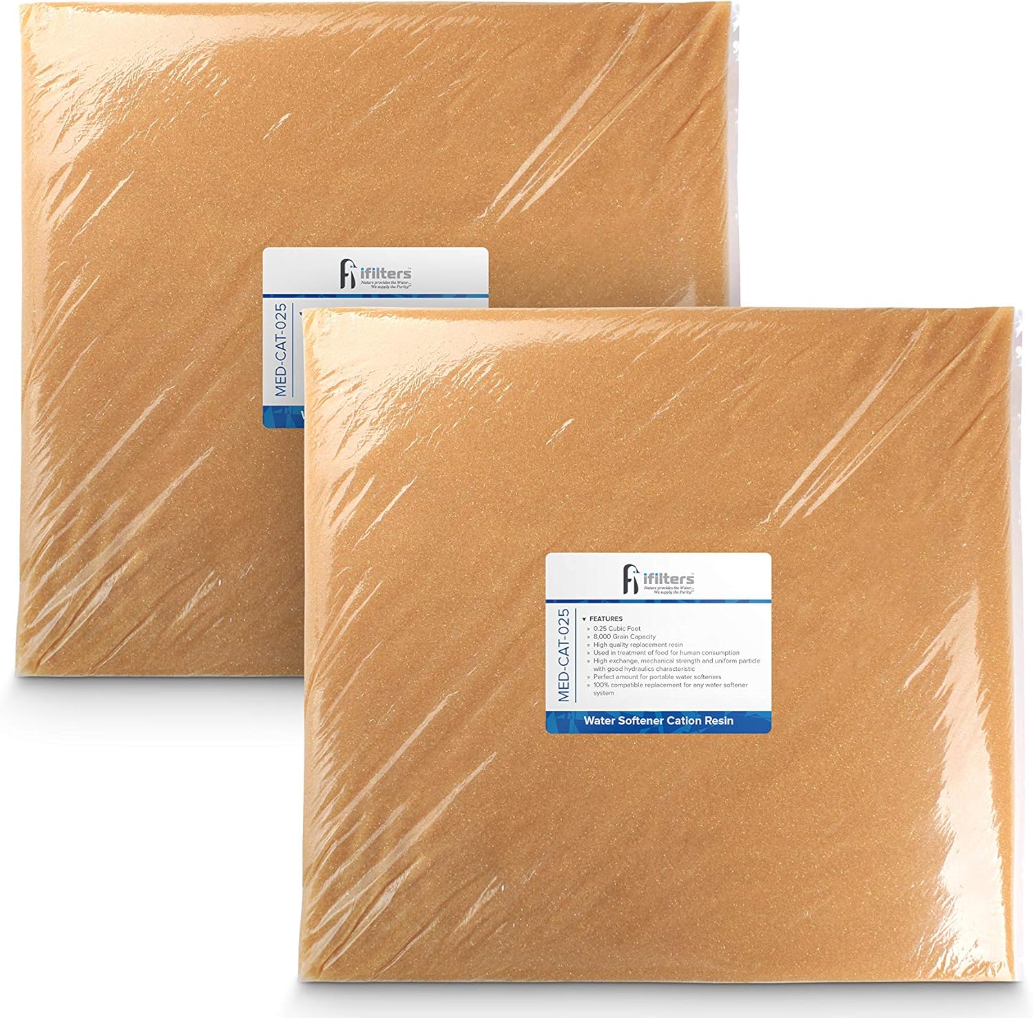 1/2 CuFt Pack of 2 Cation Water Softener Resin Media U700659