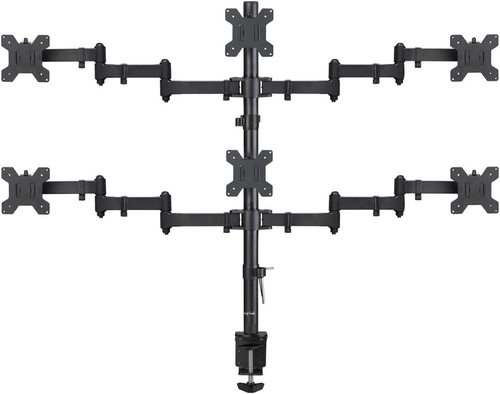 Hex LED LCD Monitor Stand up Desk Mount Extra Tall 31.5 inch Pole Heavy Duty Fully Adjustable Stand for 6 Screens up to 27 inch I4107