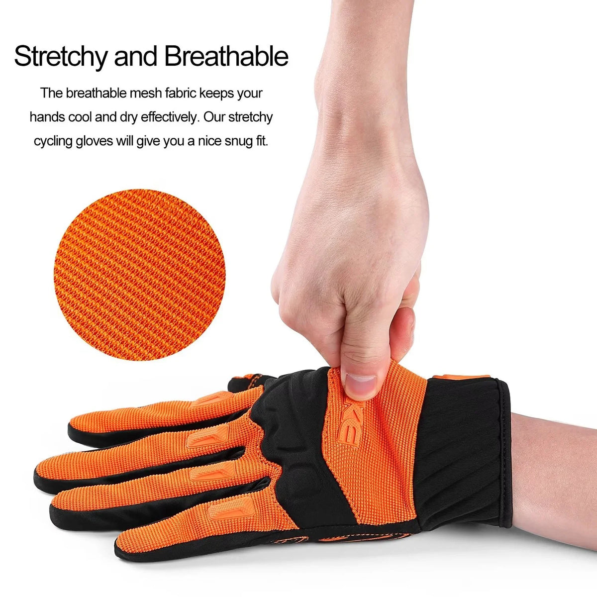 Orange Medium MTB Touchscreen Bike Gloves V7797