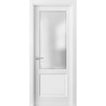 Frosted Glass 3 Lites Double Pocket Doors 72 x 80 Inches Matte White J80460