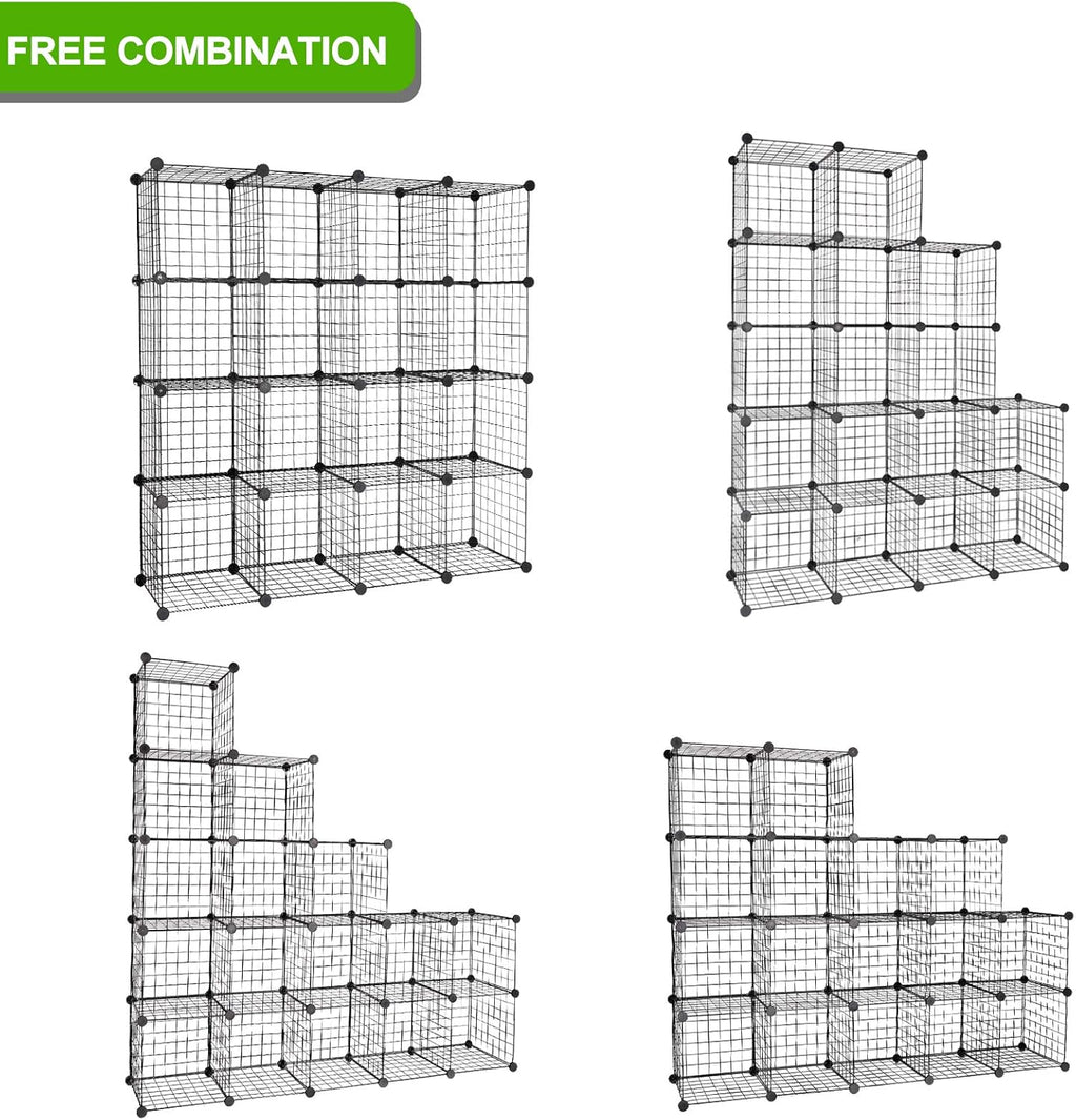 16-Cube Modular Wire Cube Storage Organizer, Black Q751