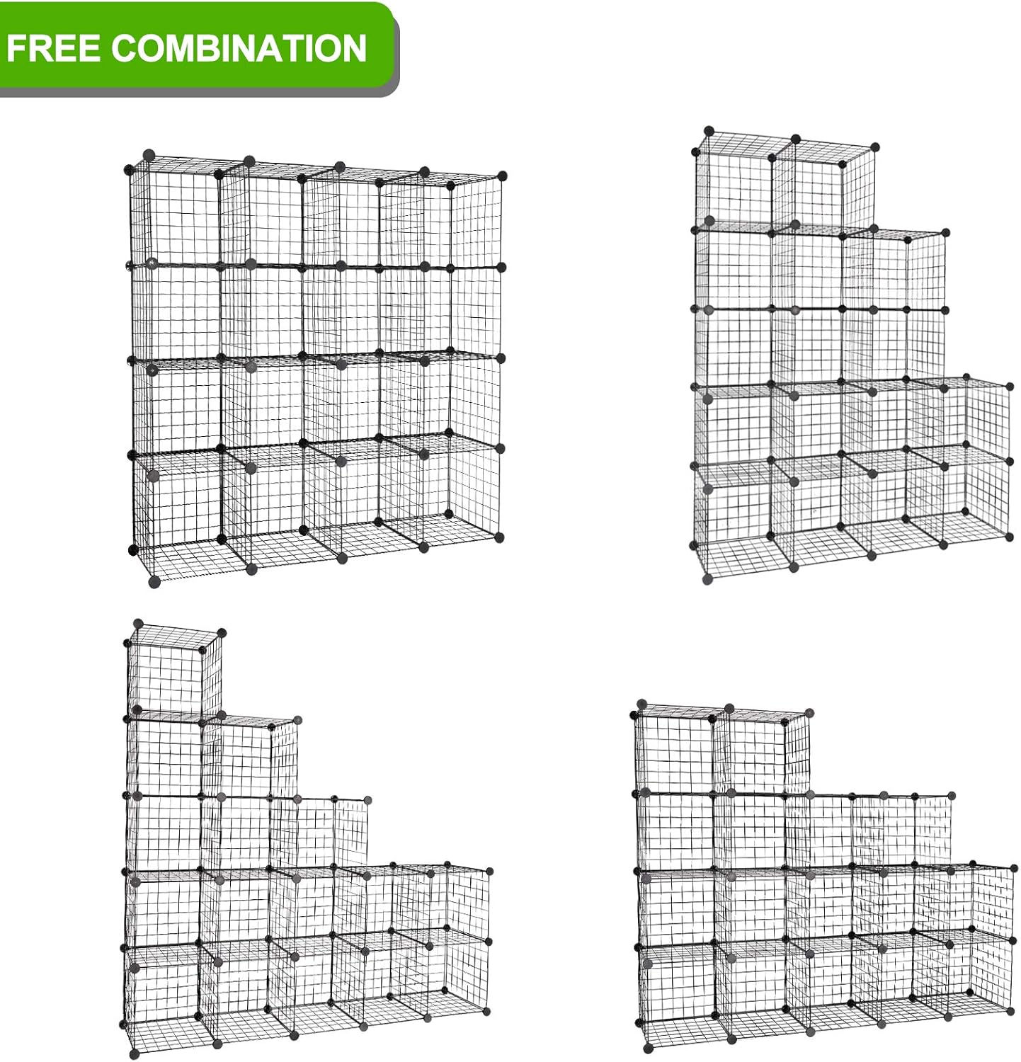 16-Cube Modular Wire Cube Storage Organizer, Black Q751