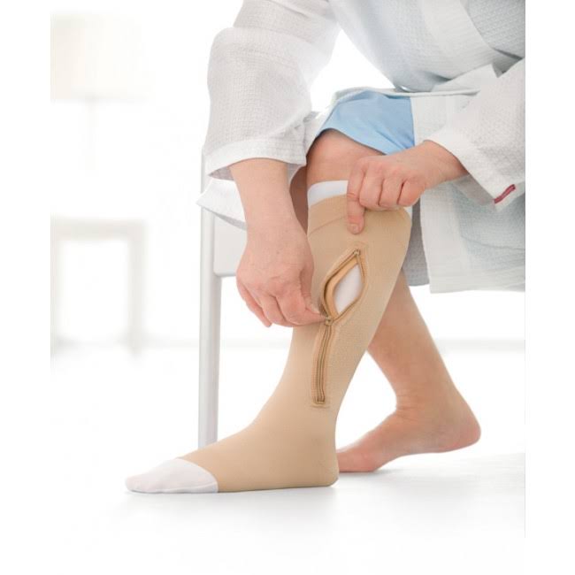 Beige XX-Large Right Compression Stocking with Zipper Z220360
