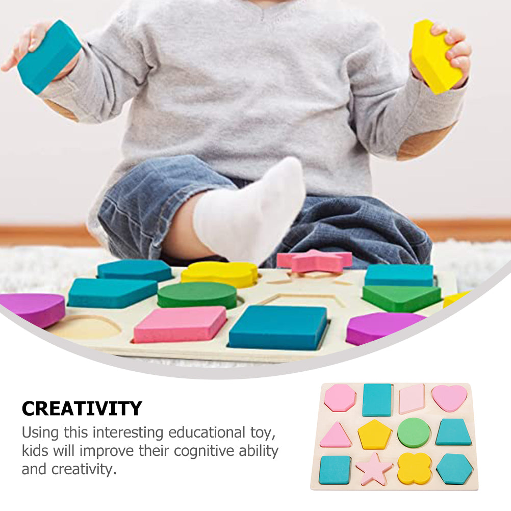 Wooden Puzzles Geometric Shapes Color Learning Toys R85661