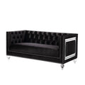 Black & Silver Velvet Love Seat Sofa with Toss Pillows C402003