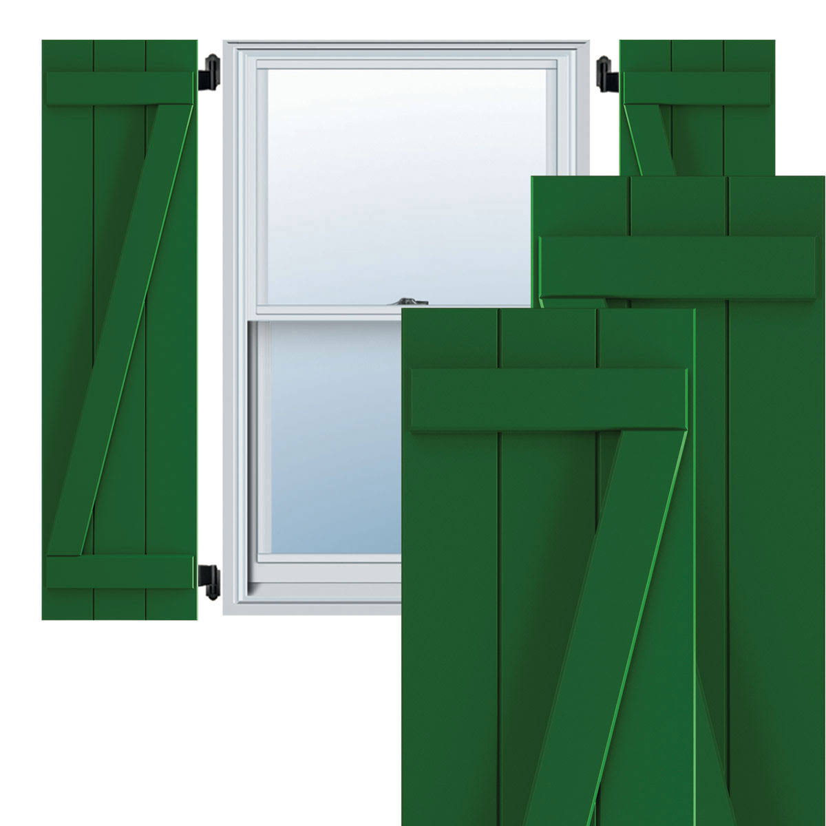 16 1/8x22W x 65x22H PVC Three Board Joined Board-n-Batten Shutters Q4928
