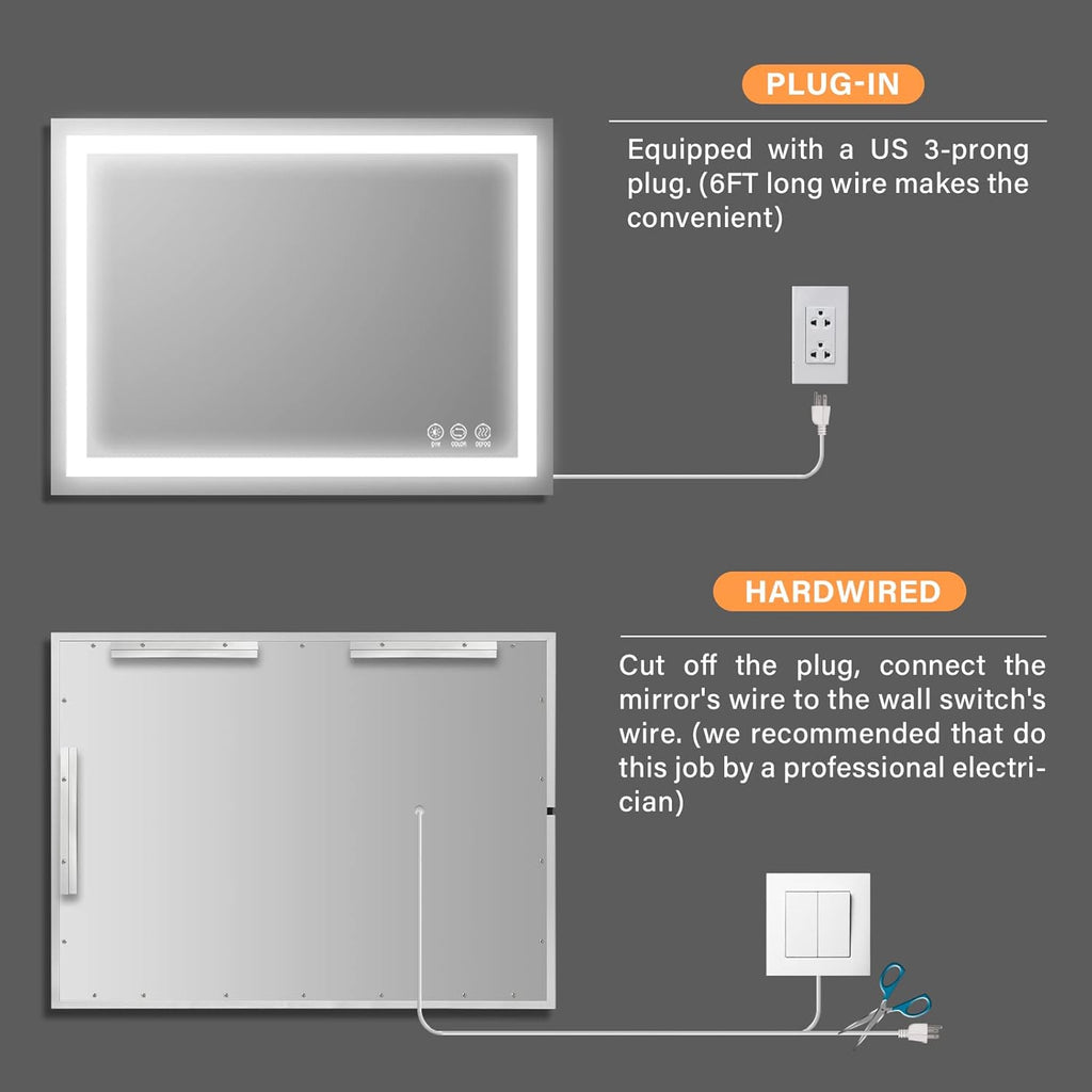 Wall Mounted LED Bathroom Mirror with Anti-Fog N158804