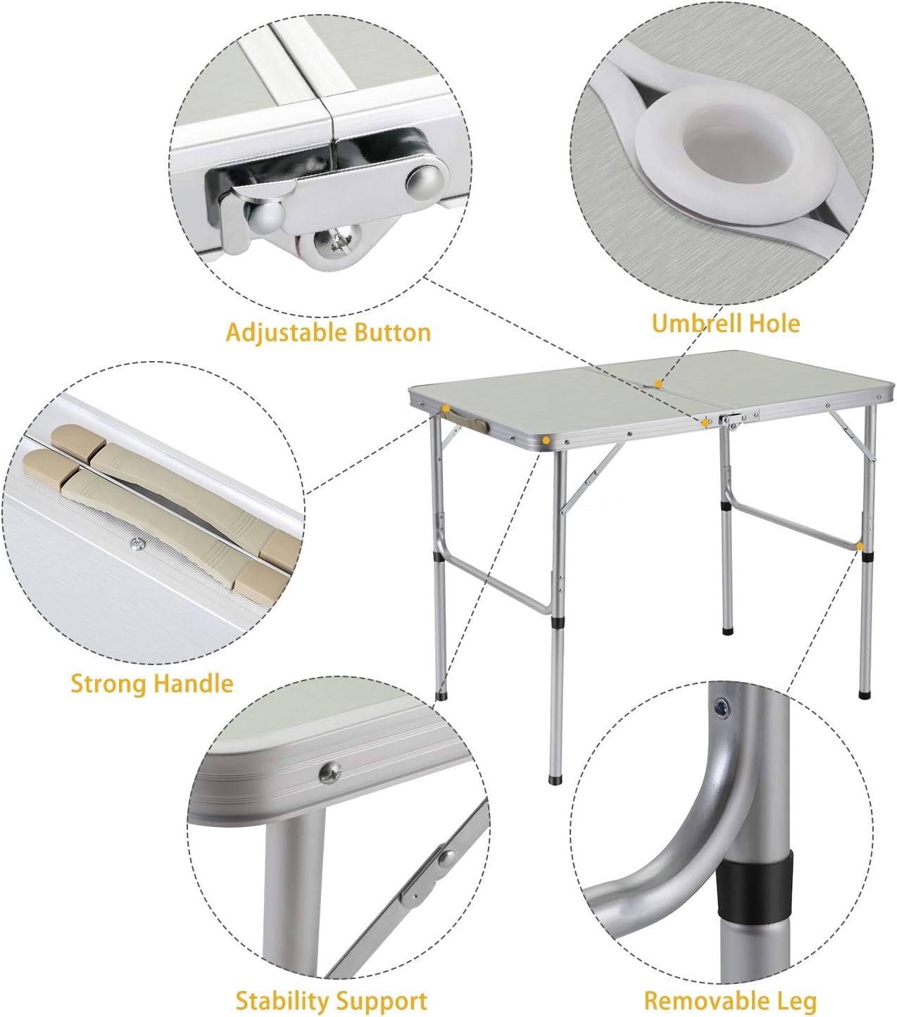 2-Person Folding Aluminum Picnic Table with 2 Stools Q301089