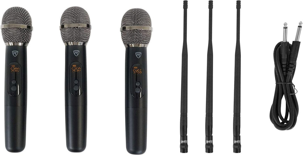 Triple Wireless UHF 3 Microphone System with Adjustable Frequency X286491