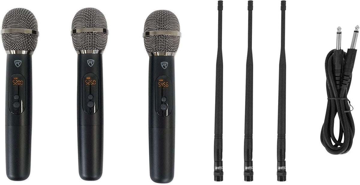 Triple Wireless UHF 3 Microphone System with Adjustable Frequency X286491