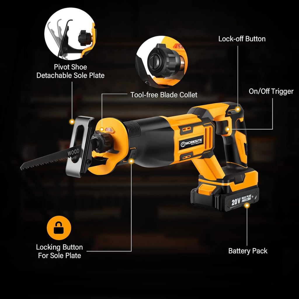 20V Cordless Reciprocating Saw with 2.0Ah Battery & Fast Charger C38449