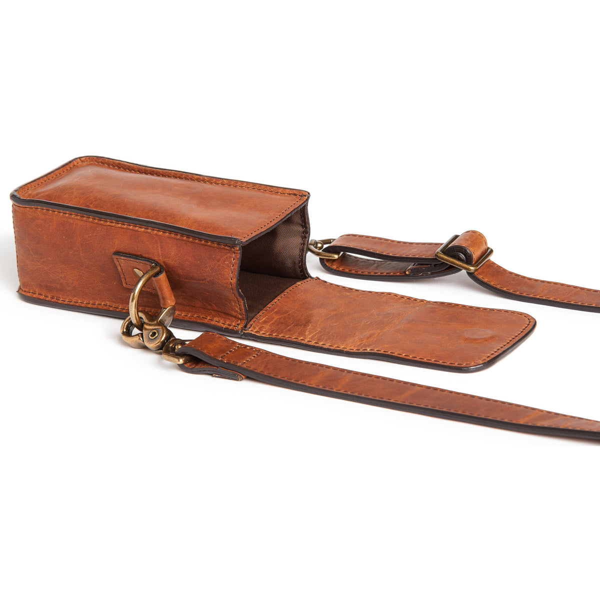 Antique Cognac Camera Case & Crossbody P548040