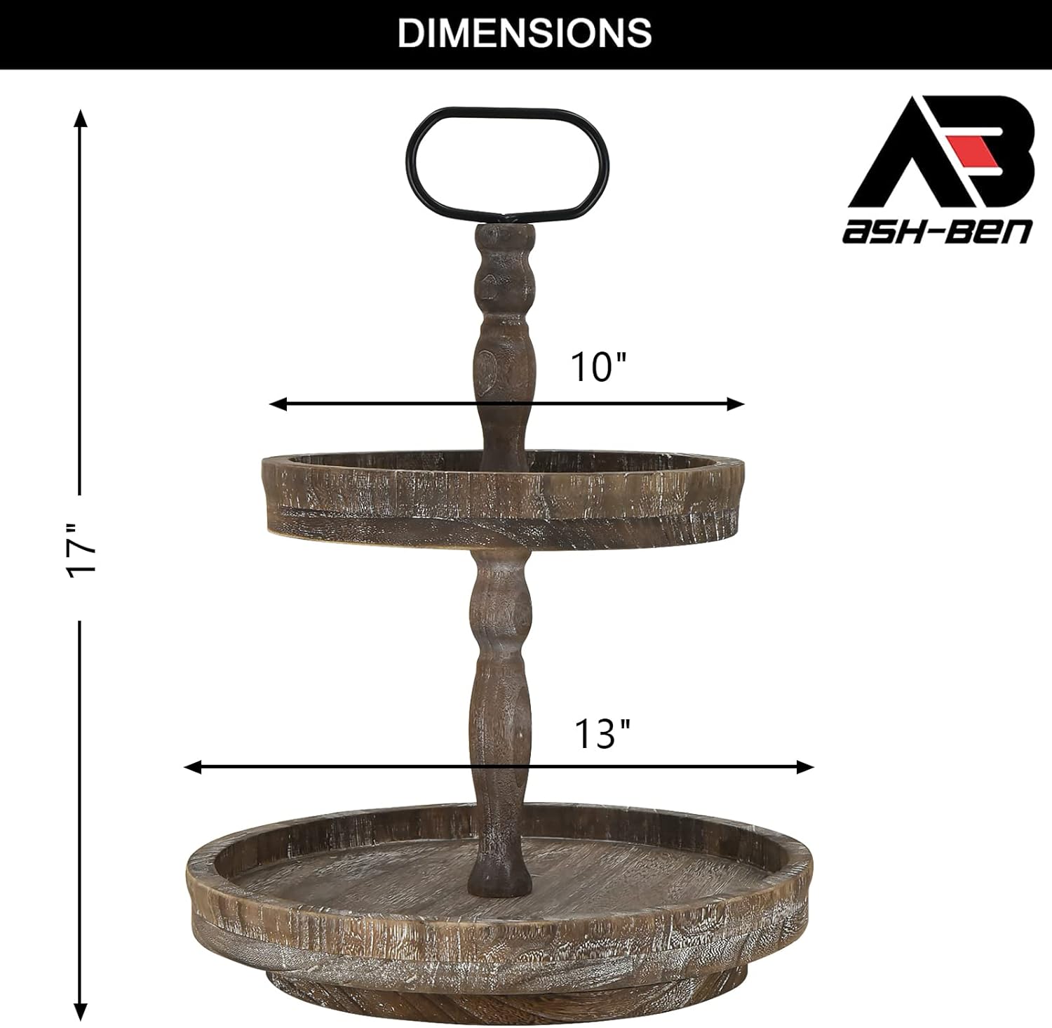 Two Tiered Rotating Wooden Tray with 10 Small & 13 Large Plates F188392