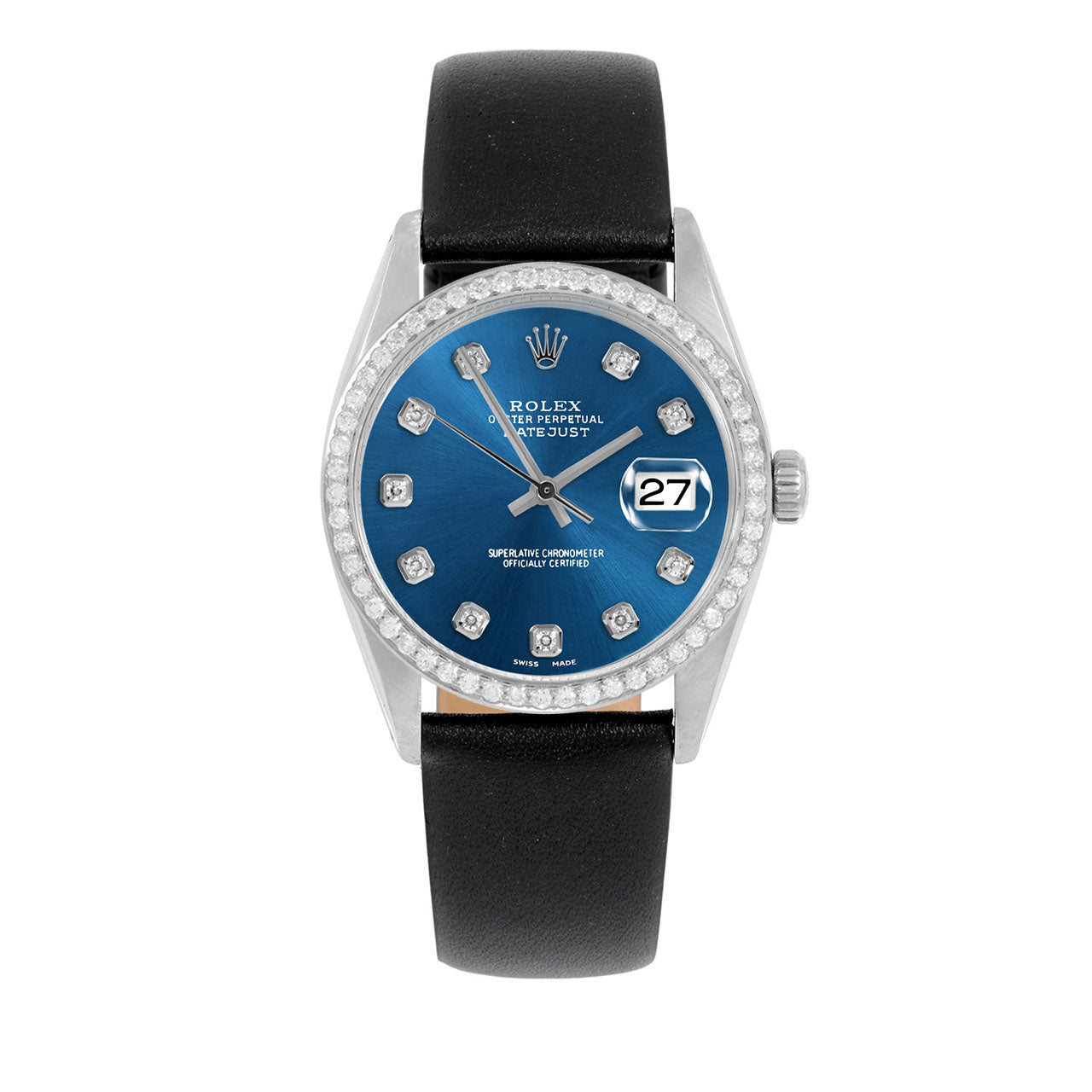 Blue Diamond Leather Strap Wristwatch T8916