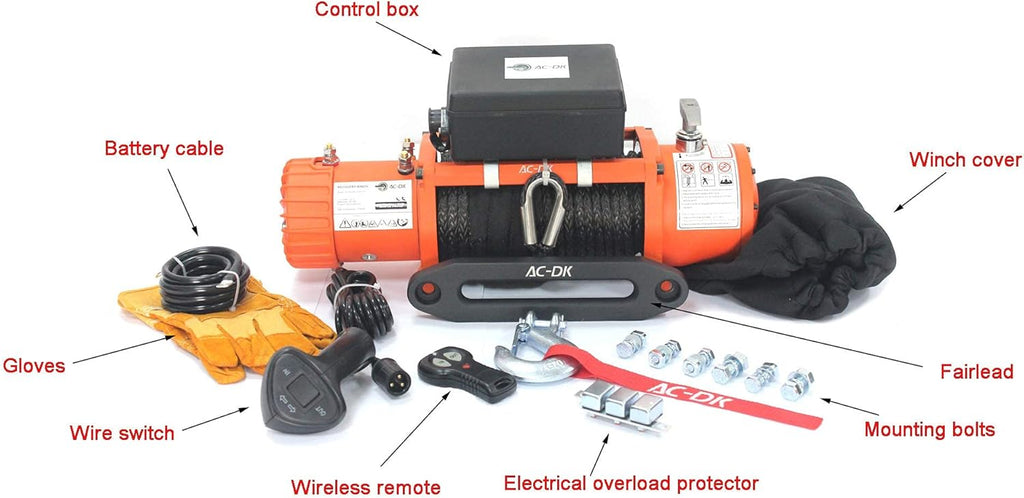 12000 lb Electric Winch with Synthetic Rope, 12V Wireless Remote Waterproof Winch J333