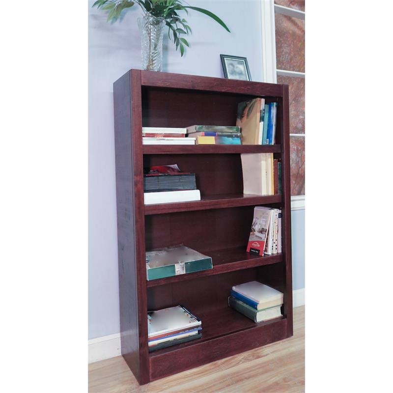Traditional 4-Shelf Wood Bookcase in Cherry Z394