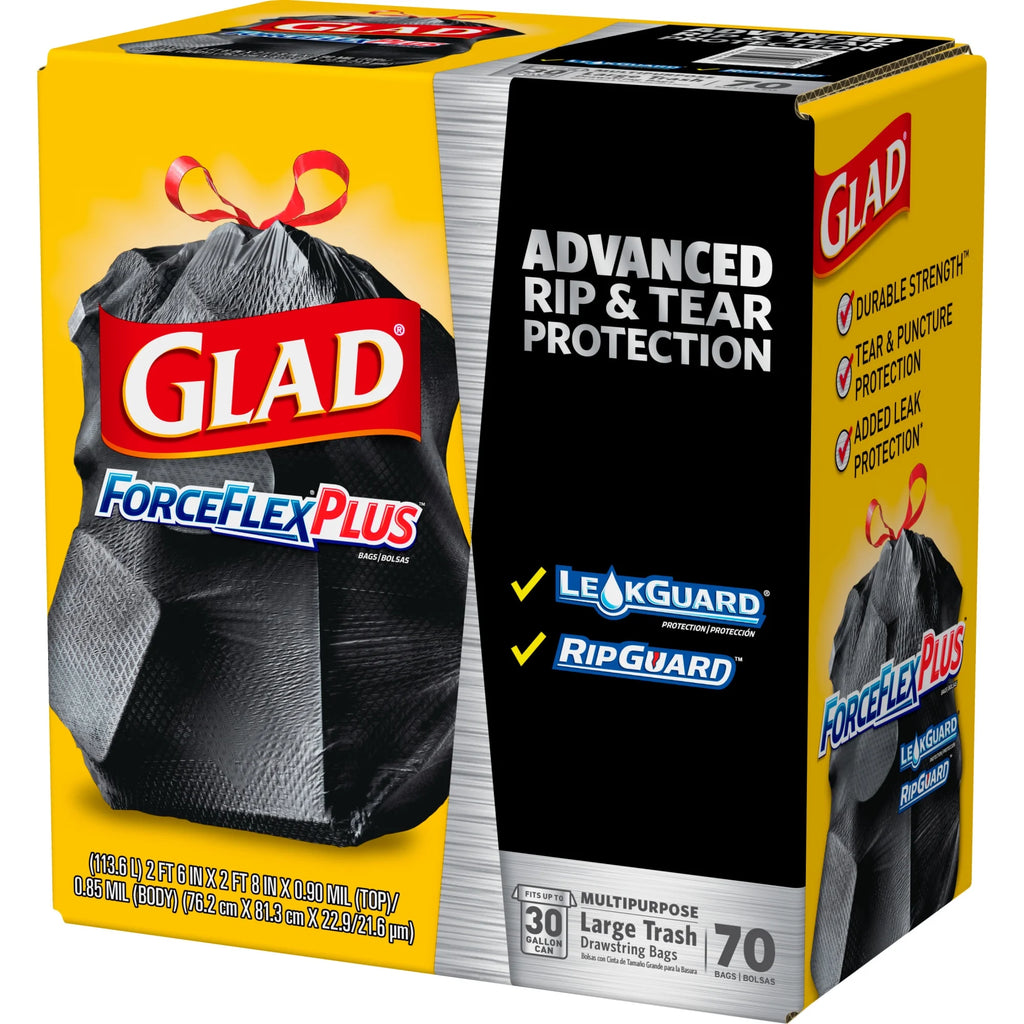 ForceFlexPlus Drawstring Trash Bags, 30 Gallon, 70 Ct J3475