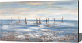 Abstract Sailboat Canvas Wall Art Grey And Blue Ocean Sailing Landscape Hand-Painting 24x48 Inch Unframe P717567