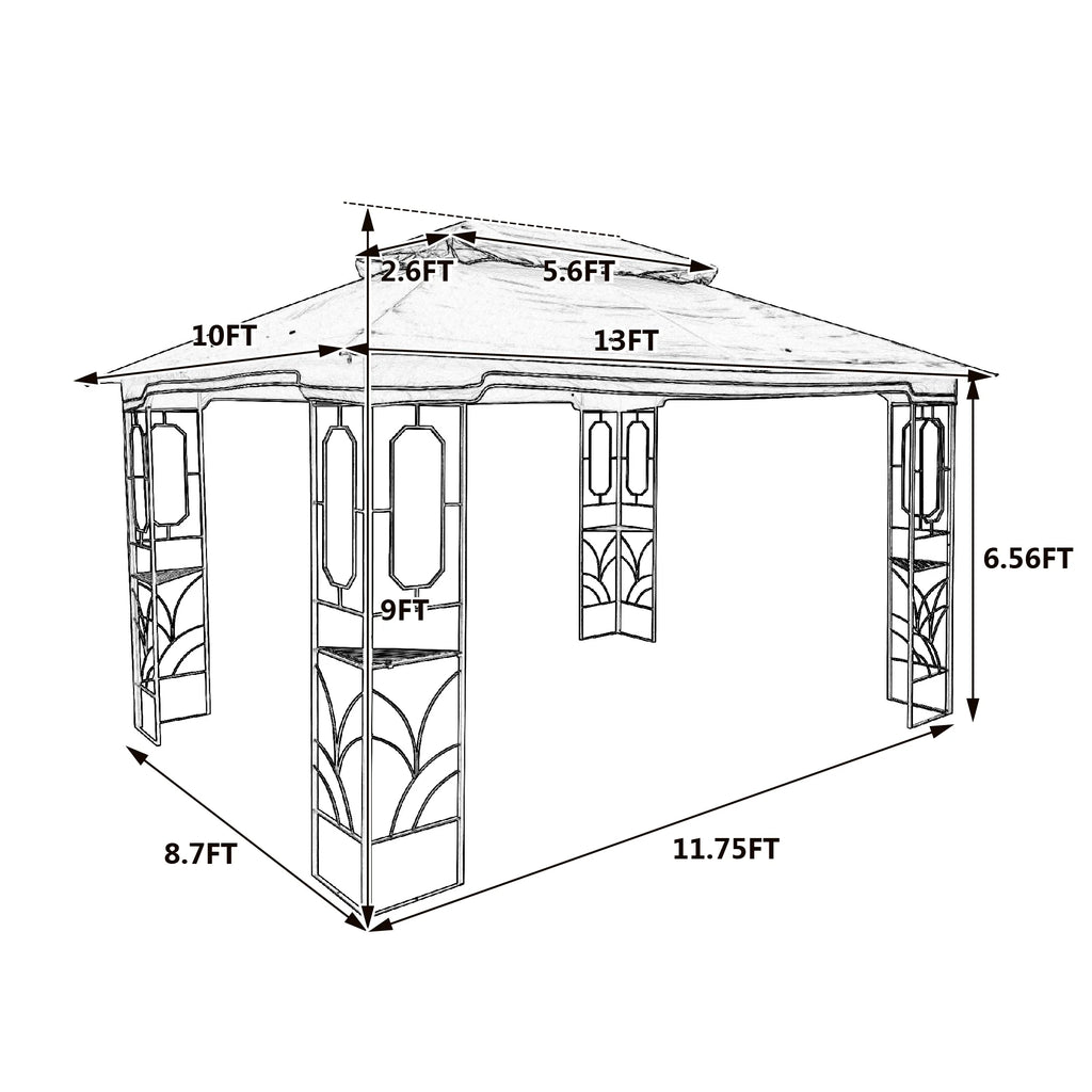 Coffee Top Outdoor Patio Gazebo Canopy Tent With Mosquito Net X2320