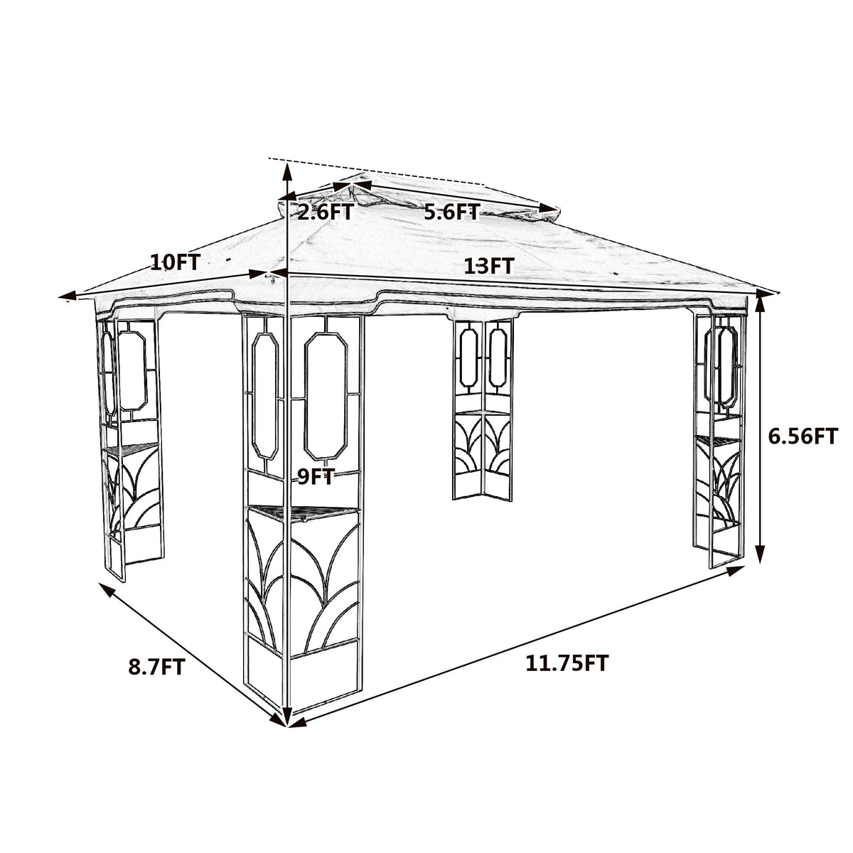 Coffee Top Outdoor Patio Gazebo Canopy Tent With Mosquito Net X2320