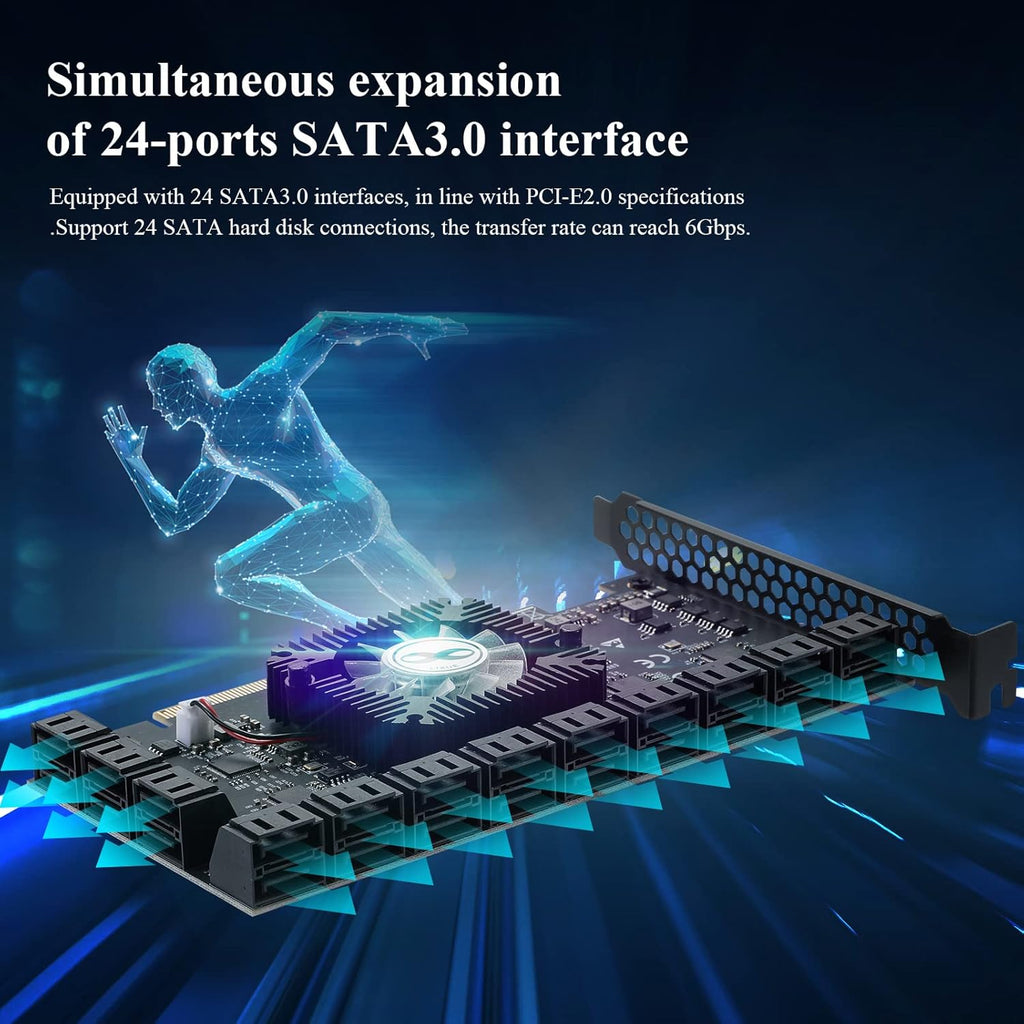 PCIE 16X SATA Card 24 Ports, 6 Gbit/s SATA 3.0 PCIe Card G12385