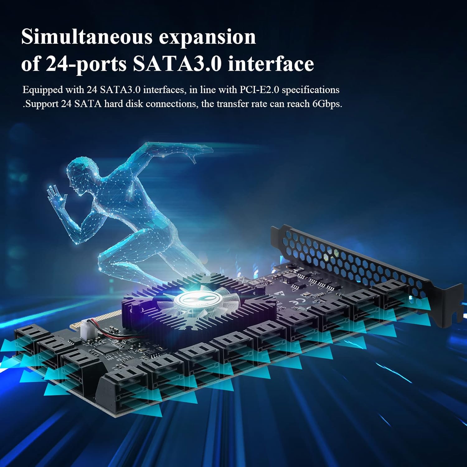 PCIE 16X SATA Card 24 Ports, 6 Gbit/s SATA 3.0 PCIe Card G12385