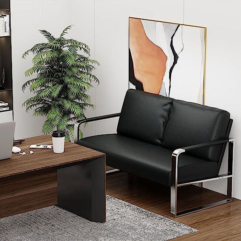 Faux Leather Loveseat Sofa with Padded Cushion X63585