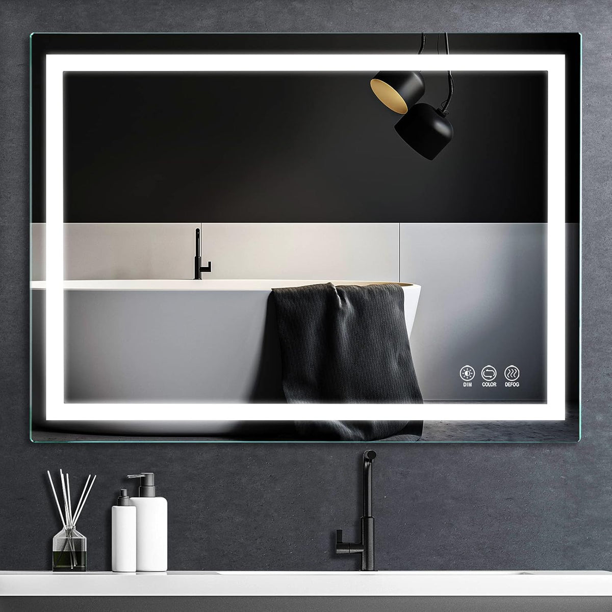 Wall Mounted LED Bathroom Mirror with Anti-Fog N158804