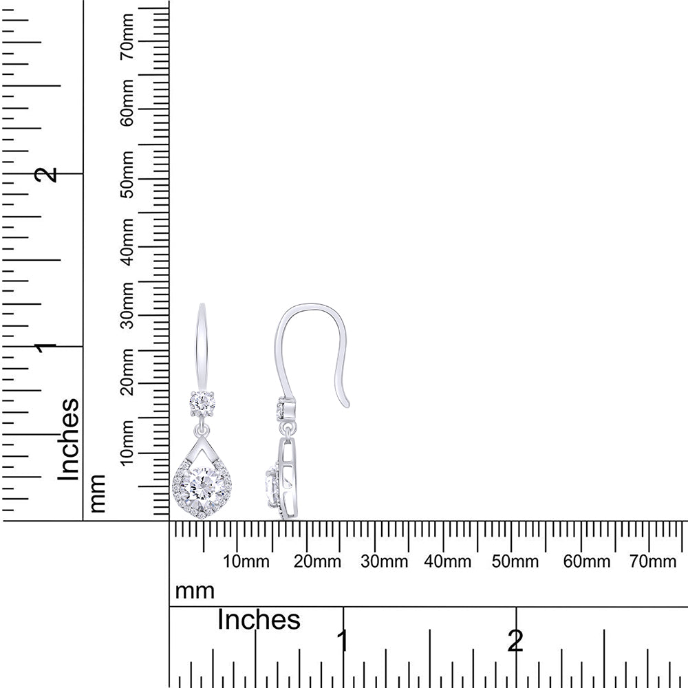 2CT Moissanite Dangle Earrings, D Color Ideal Cut Lab Created Diamond 18K White Gold Plated 925 Sterling Silver Mermaid Tear Drop Earrings D8922
