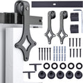 Black Sliding Barn Door Hardware Kit with Stamped Steel Rail Mount Hardware A3763