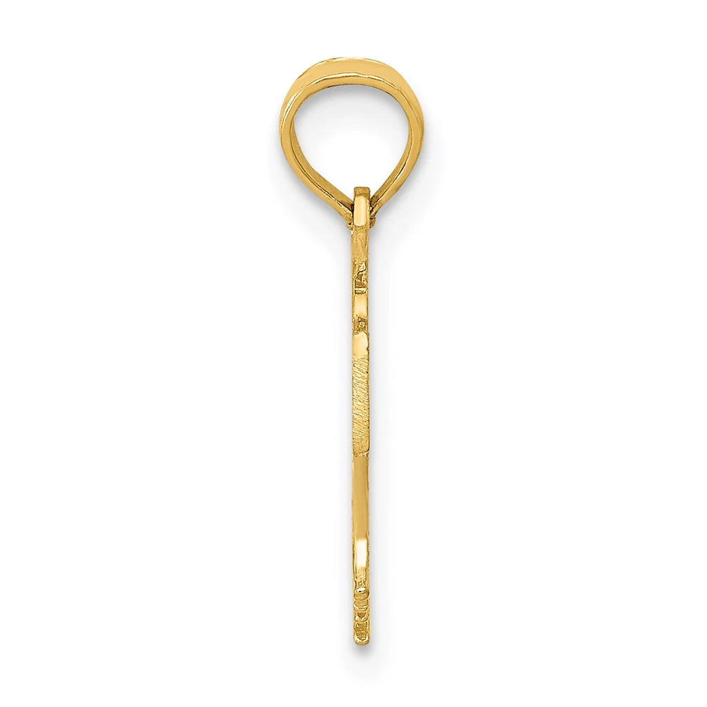 10K Yellow Gold Basketball In Net Pendant Charm with 14K Yellow Gold Rope Chain Necklace 18'' G566492