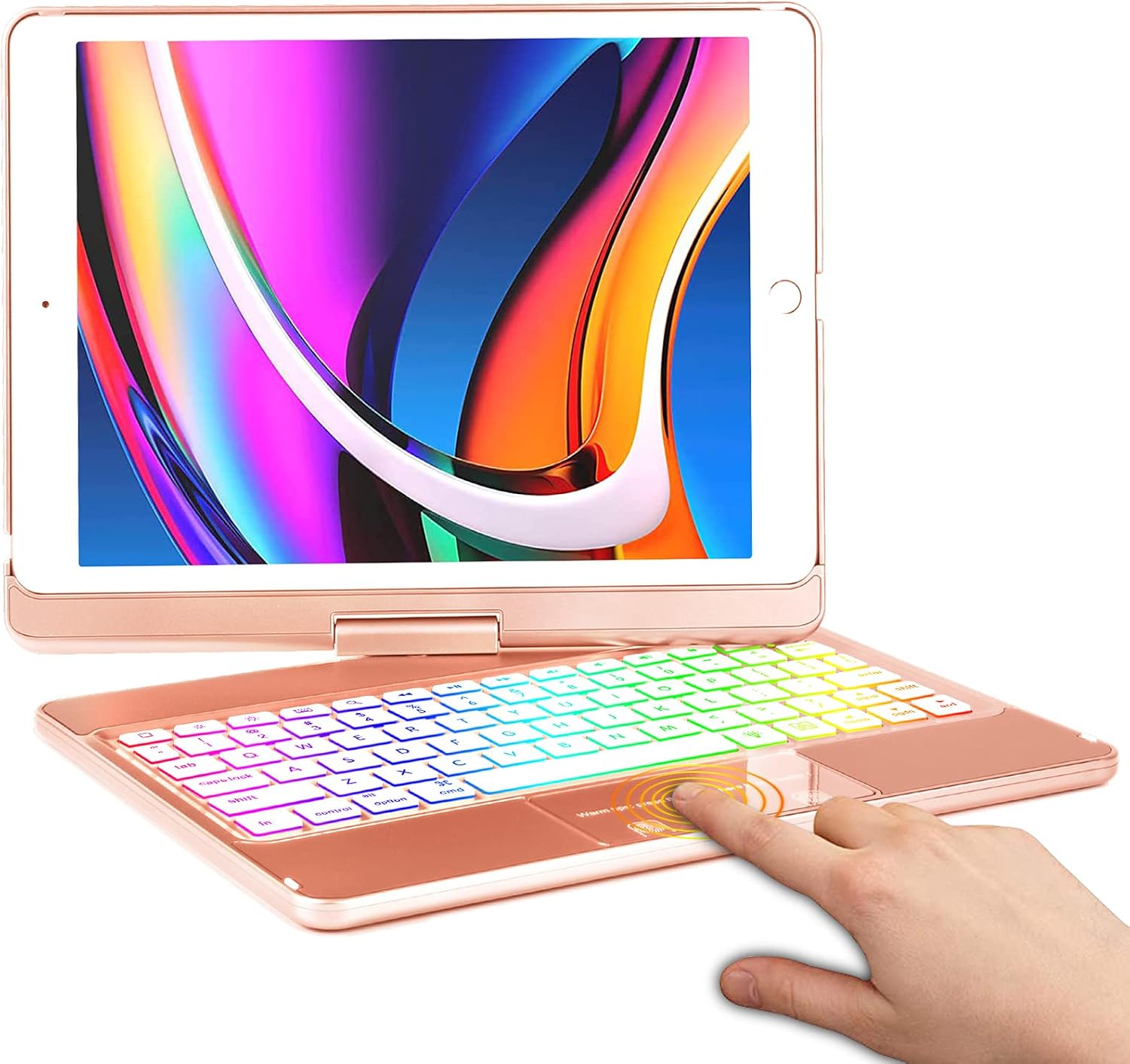 iPad 9th Generation Case with Keyboard and Pencil Holder, Backlit, Touchpad (Purple) E2755
