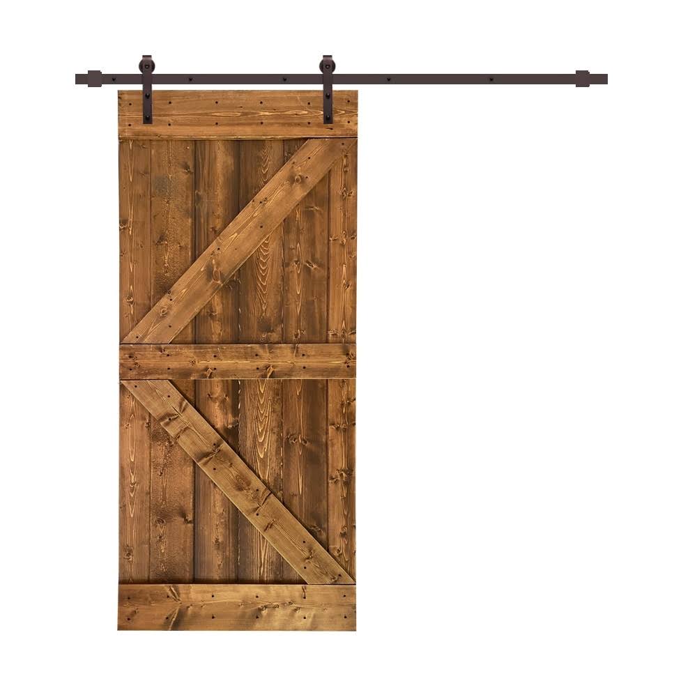 Charcoal Black Stained Wood Interior Sliding Barn Door with Hardware Kit F6973