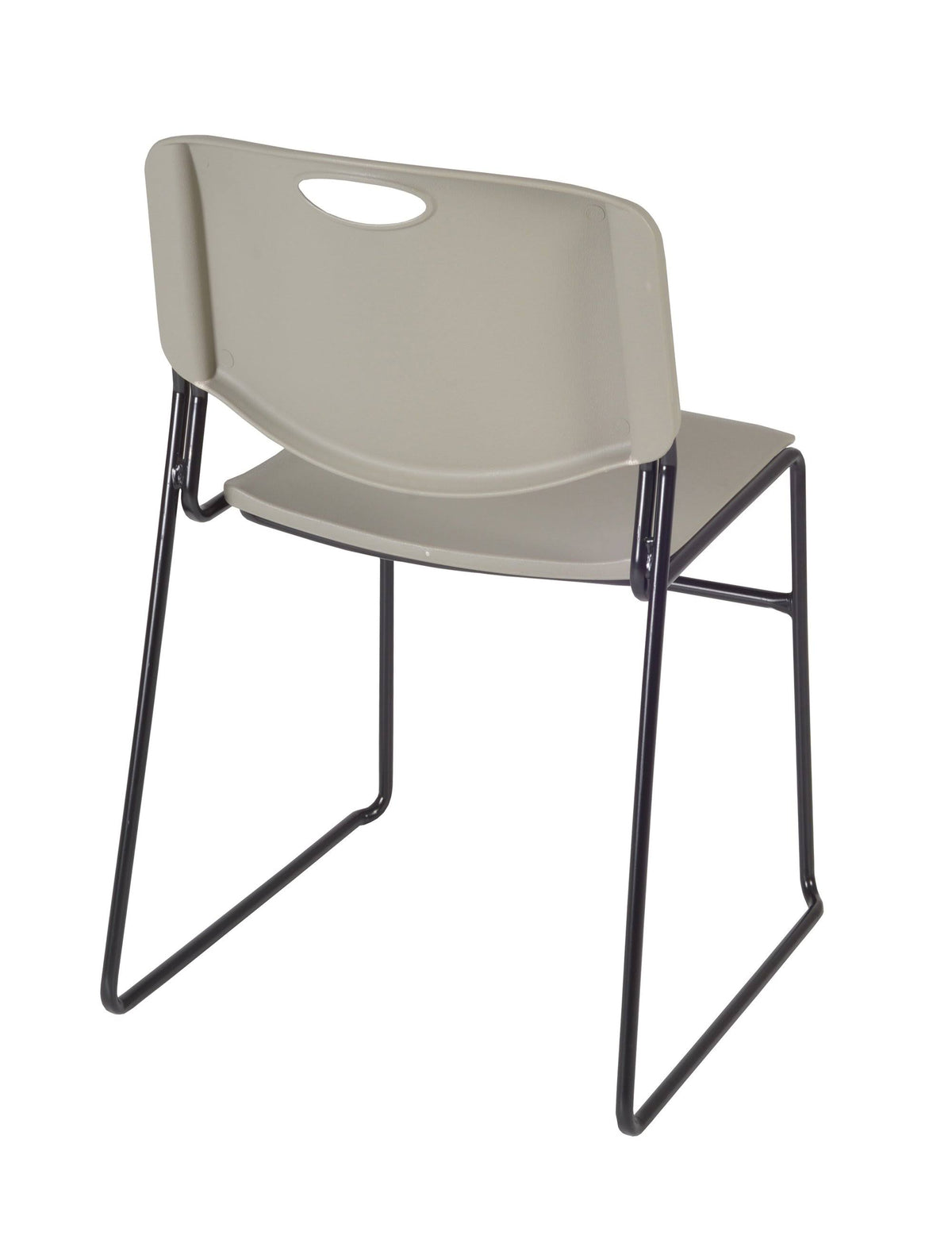 Mahogany Square Breakroom Table with 4 Grey Stack Chairs A836689