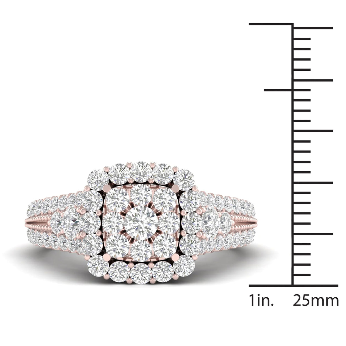 14K Rose Gold Diamond Cluster Engagement Ring O14747