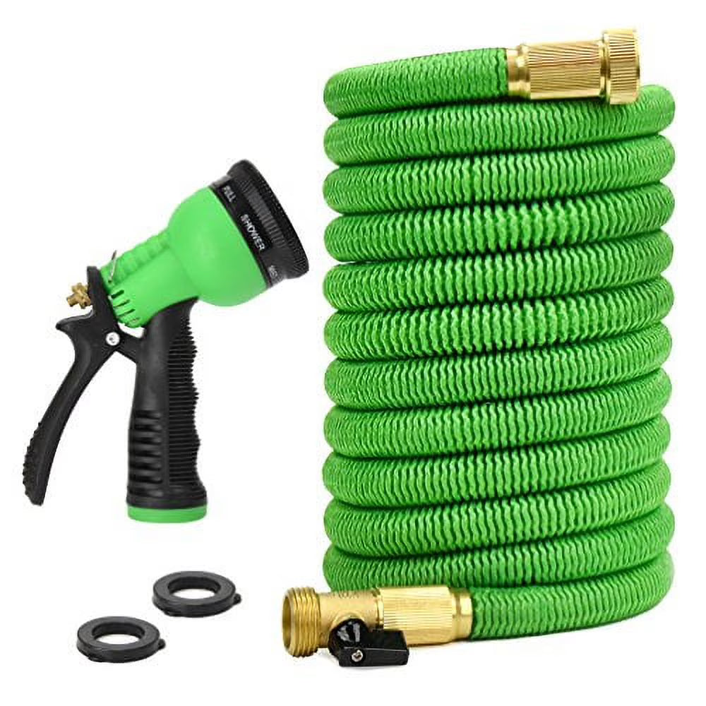 25 Feet Expandable Garden Hose with Brass End and 8 Function Spray Nozzle G636888