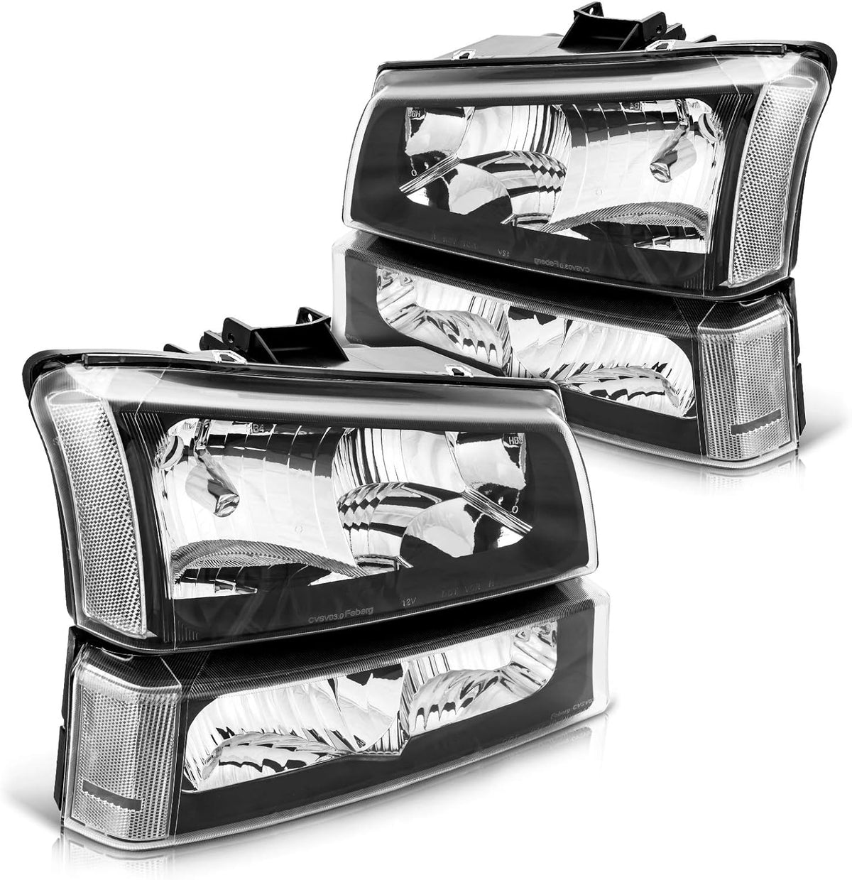 Chrome Housing Clear Reflector Smoke Lens Headlight Assembly V82043